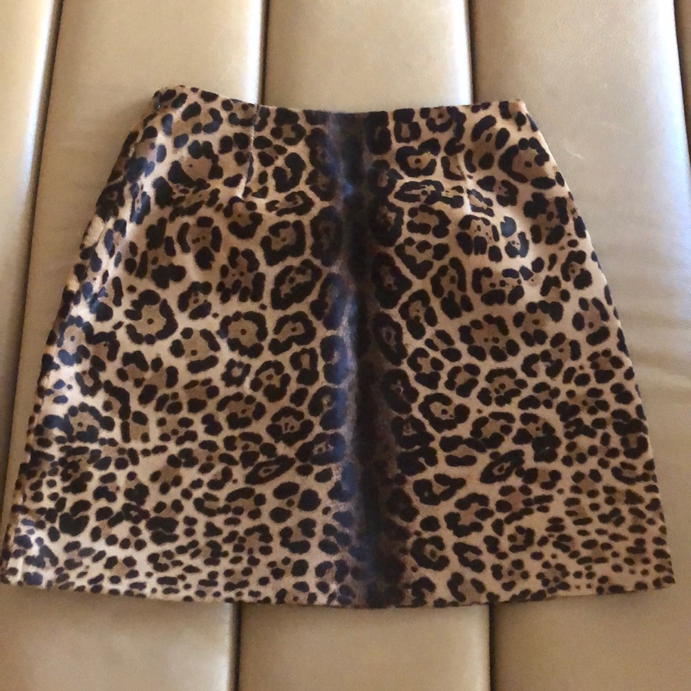 Michael Kors Leopard printed 100% calf hair skirt
